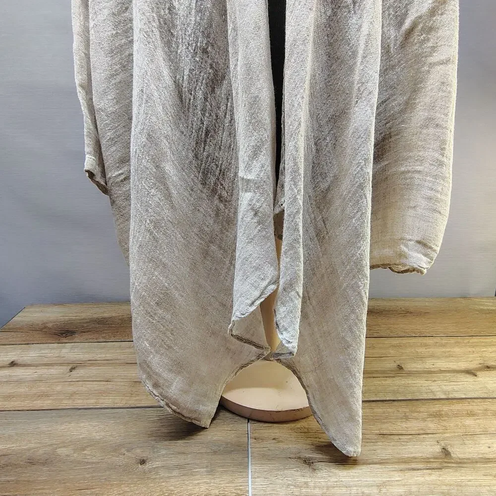Pure Linen Gauze Kimono Cardigan Duster Wrap Coastal Grandmother Shrug Large